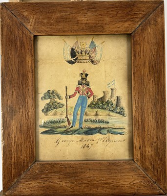 Lot 190 - English School, 19th century, watercolour - portrait of 'George Makin, 70th Regiment 1847', 21cm x 16.5cm, in glazed frame