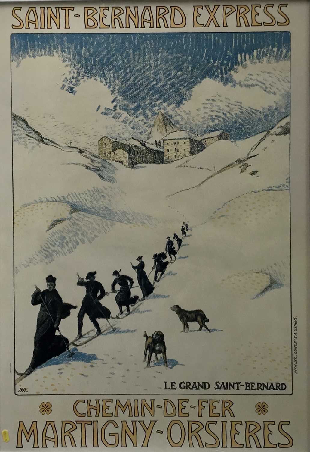 Lot 16 - A modern print of of a vintage travel poster - 'Saint-Bernard Express', 97cm x 67cm, in glazed frame