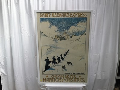 Lot 16 - A modern print of of a vintage travel poster - 'Saint-Bernard Express', 97cm x 67cm, in glazed frame