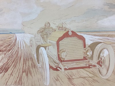 Lot 2 - Ernest Montaut (1878-1909) coloured print heightened with white - 'Moscou - St Petersbourg - 1907', 43cm x 88cm, unframed