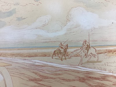 Lot 2 - Ernest Montaut (1878-1909) coloured print heightened with white - 'Moscou - St Petersbourg - 1907', 43cm x 88cm, unframed