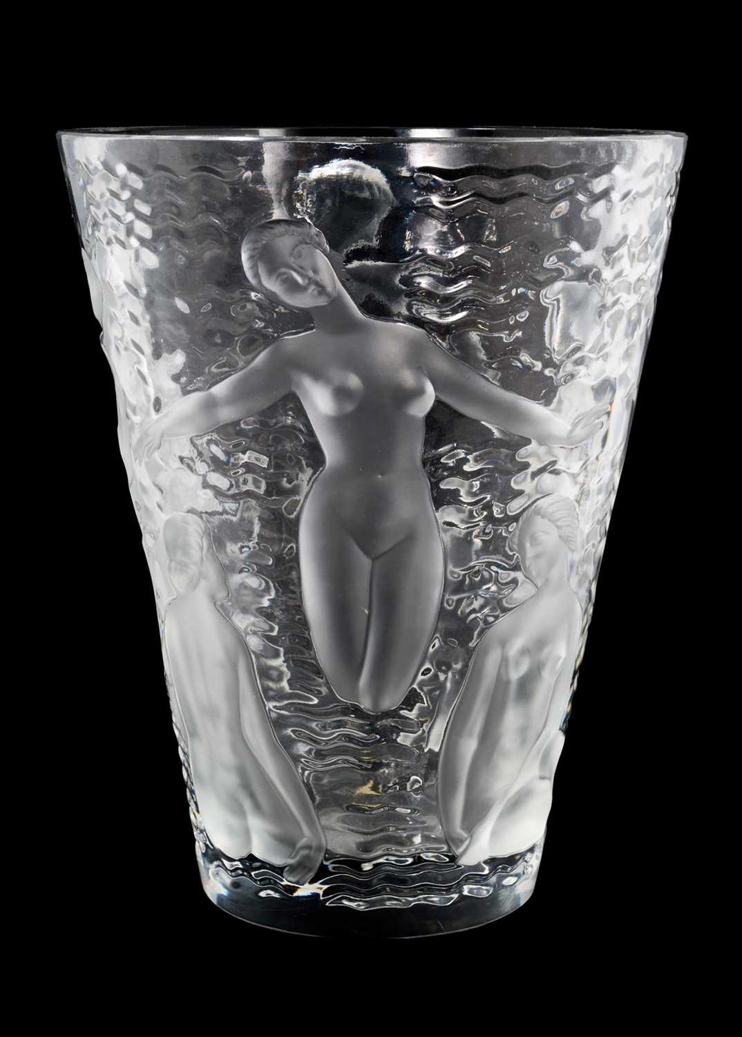 Lot 231 - Lalique Ondines vase, signed 'Lalique France' to base, 24cm high