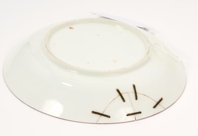 Lot 24 - Rare Chelsea saucer, painted with cherubs, circa 1755
