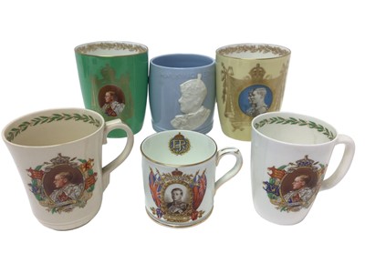 Lot 122 - Five 1930s King Edward VIII Coronation mugs and beakers including Royal Doulton and another for King George VI Coronation (6)