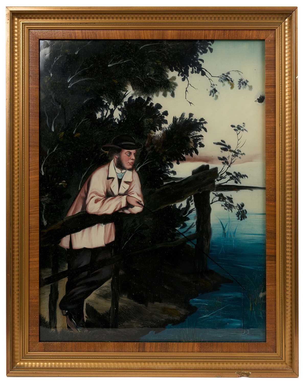 Lot 179 - Unusual pair of 19th century Chinese reverse paintings on glass