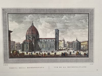 Lot 191 - Pair Italian engravings - Veduta Della Metropolitana and Giardino di Boboli, 22cm x 33cm, in glazed frames