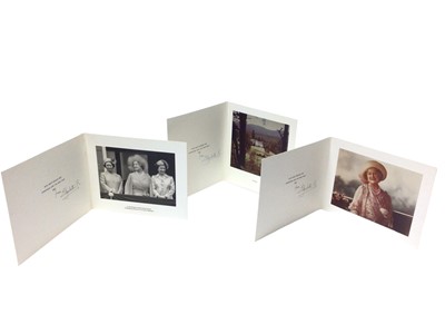 Lot 137 - H.M.Queen Elizabeth The Queen Mother, three signed Christmas cards for 1980, 1981 and 1982 each with gilt embossed crown to cover,  photograph of Her Majesty to the interior and signed in ink 'from...
