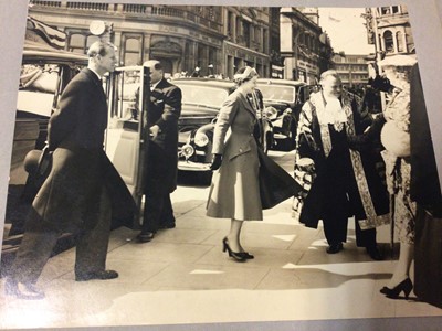 Lot 5 - 1950s Royal photograph album formerly the property of The Queen's Head Chauffeur Mr William Leslie Chivers R.V.M. Containing photographs of the Royal Visit to Coventry 23rd March 1956 including ima...