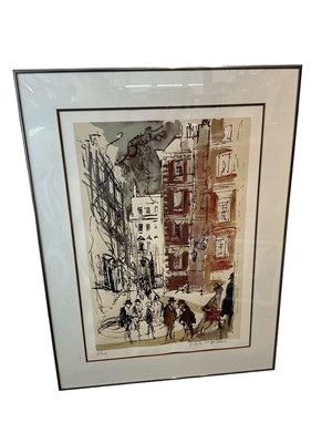 Lot 235 - Felix Topolski (1907-1989) screenprint, Fountain Court, signed, numbered 35/250, image 59 x 38cm, glazed frame