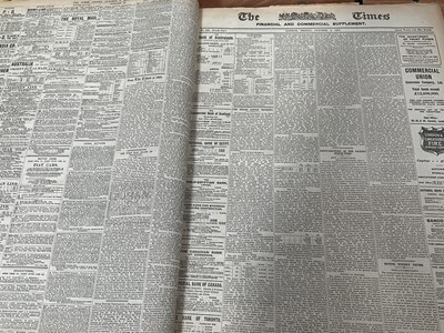 Lot 1611 - Two bound volumes of The Times newspaper, October 1st - December 31st 1907 and January 1st - March 31st 1911