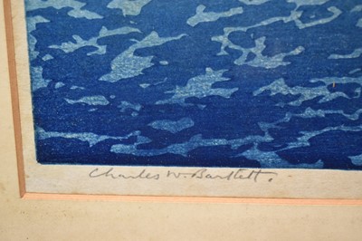 Lot 1100 - Charles William Bartlett (1860-1940) signed woodcut - Surf-Riders, Honolulu