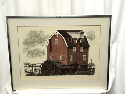 Lot 21 - David Gentleman (b.1930) lithograph - Woodbridge Tide Mill, with printed signature and date 1966, in glazed frame