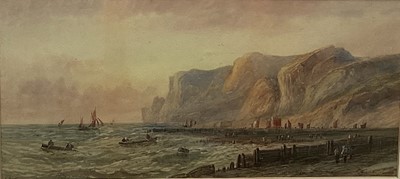 Lot 124 - Edwin Lewis (1838-1907) watercolour in glazed frame - coastal scene
