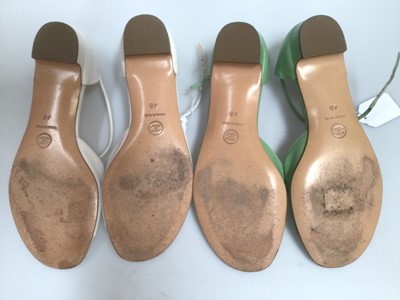 Lot 2092 - Two pairs of Chanel leather sandals with ankle straps and four leaf clover designs, both size 40