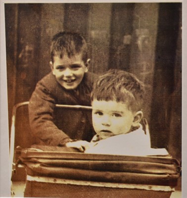 Lot 72 - *Harold Riley (1934-2023) signed photograph - 'Brothers', signed and dated '49, 37cm x 32cm, in glazed frame