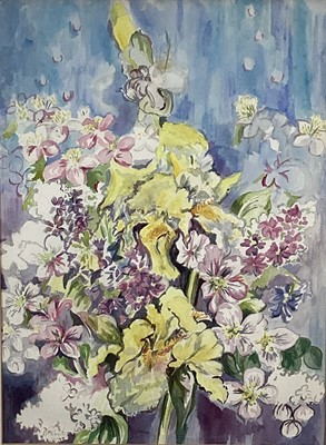 Lot 78 - B. Roberts. Pair of contemporary still life studies of flowers, watercolour on paper. Signed to border. Overall including frames 66x51.5cm.(2)
