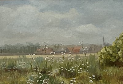 Lot 82 - Catherine Clifford, British Contemporary School. Gouache on paper, “Across Picardy Fields”. Signed lower right and inscribed to verso. Overall including frame 38x48cm.