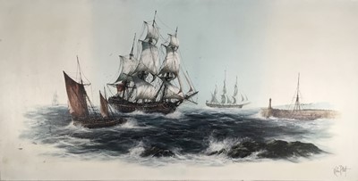 Lot 269 - Kevin Platt (b. 1945) oil on canvas Marine scene and another and a small watercolour marine scene