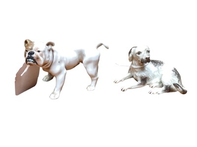 Lot 1119 - Meissen porcelain bull dog and a porcelain spaniel (2)