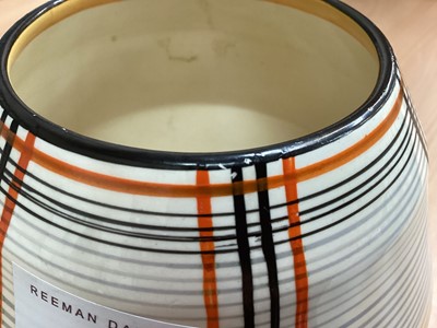 Lot 1131 - Art Deco Clarice Cliff Bizarre tartan pattern hand painted vase, 20cm.