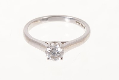 Lot 709 - Diamond single stone ring with a G.I.A. certificated diamond E colour and SI1 clarity