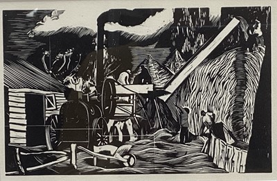 Lot 974 - *After John Northcote Nash (1893-1977) wood engraving 'The Threshing Machine', mounted in glazed frame.