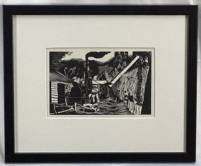 Lot 974 - *After John Northcote Nash (1893-1977) wood engraving 'The Threshing Machine', mounted in glazed frame.