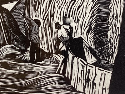 Lot 974 - *After John Northcote Nash (1893-1977) wood engraving 'The Threshing Machine', mounted in glazed frame.
