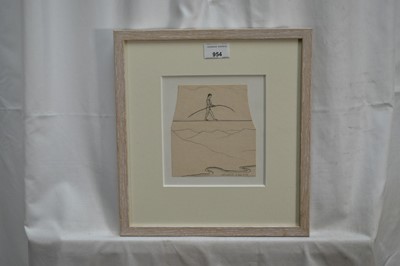 Lot 954 - *Colin Self (b.1941) pencil on card packaging - The Tightrope Walker, signed and dated 2008, titled verso, 14.5cm x 13cm, in glazed frame