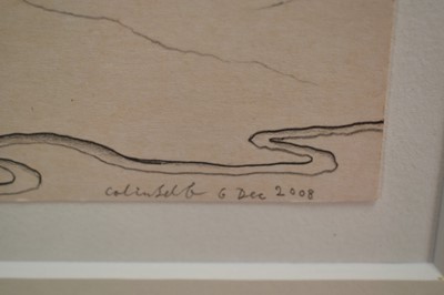 Lot 954 - *Colin Self (b.1941) pencil on card packaging - The Tightrope Walker, signed and dated 2008, titled verso, 14.5cm x 13cm, in glazed frame