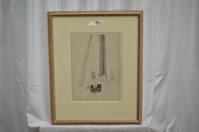 Lot 952 - *Mary Newcomb (1922-2008) pencil drawing, 'At Darbys, Beccles', 30cm x 22cm, in glazed frame