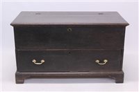 Lot 1608 - 18th century oak mule chest with hinged...