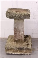 Lot 1617 - Carved stone bird bath, square-sided on flared...