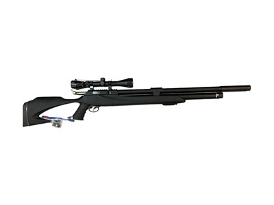 Lot 928 - Snowpeak M25 PCP air rifle with a Milboro 2020 zoom telescopic sight .22 calibre, bolt action with 12 shot magazine and fill probe
