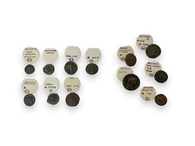 Lot 442 - Ancients - Mixed Greek AE coinage to include examples from Antiochis IV, Mytilene, Magas, Prusias II, a brass commemorative medal & others in mixed grades Fair-AVF (12 coins)