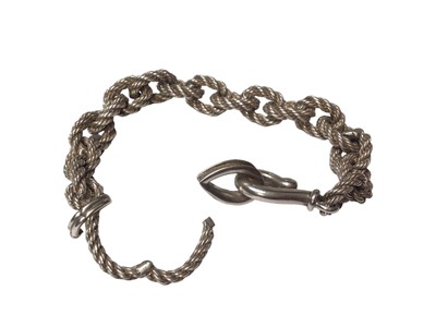 Lot 119 - Hermès silver (800) rope twist oval link bracelet with hook and eye detail