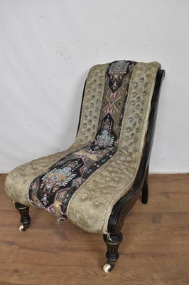 Lot 5398 - 19th century ebonised and gilt lined slipper chair