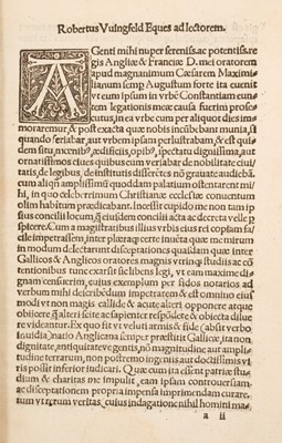 Lot 802 - Robert Wingfield: Disceptatio super dignitate et magnitudine Regnorum Britannici et Gallici hab...