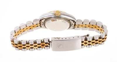 Lot 581 - Ladies Rolex Oyster Perpetual DateJust gold and stainless steel wristwatch, boxed with papers