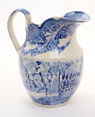 Lot 45 - Scarce Early Victorian blue and white military review jug