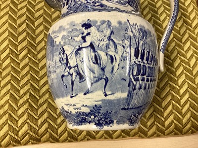 Lot 45 - Scarce Early Victorian blue and white military review jug