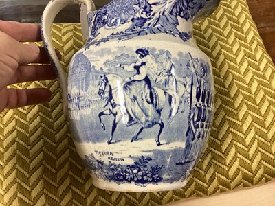 Lot 45 - Scarce Early Victorian blue and white military review jug
