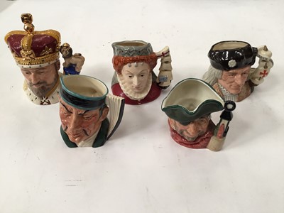 Lot 1265 - Collection of 20 Royal Doulton character jugs including King Edward VIII, Queen Elizabeth 1 of England, King Philip II of Spain and Christopher Columbus, some limited editions