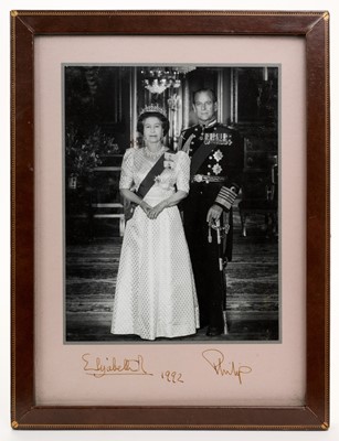 Lot 61 - H.M. Queen Elizabeth II and H.R.H. The Duke of Edinburgh, signed presentation 1992 portrait photograph in original frame