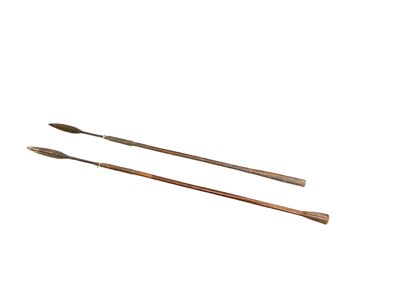 Lot 938 - Two African throwing spears, 120cm and 106cm long
