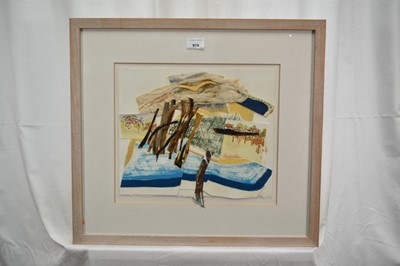 Lot 910 - *Sally McLaren (b.1936) collage and mixed media - media - 'Waterlogs', signed, 29cm x 35cm, in glazed frame