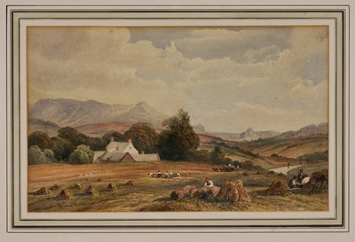 Lot 1365 - Attributed to Peter de Wint (1784-1849) watercolour - The Harvesters, 29cm x 46cm, in glazed gilt frame