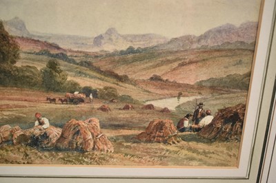 Lot 923 - Attributed to Peter de Wint (1784-1849) watercolour - The Harvesters, 29cm x 46cm, in glazed gilt frame