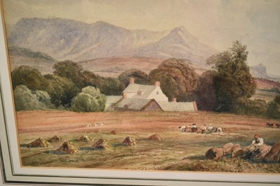 Lot 923 - Attributed to Peter de Wint (1784-1849) watercolour - The Harvesters, 29cm x 46cm, in glazed gilt frame
