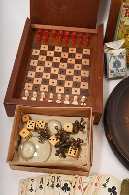 Lot 720 - Collection of vintage games including solitaire, with Victorian marbles